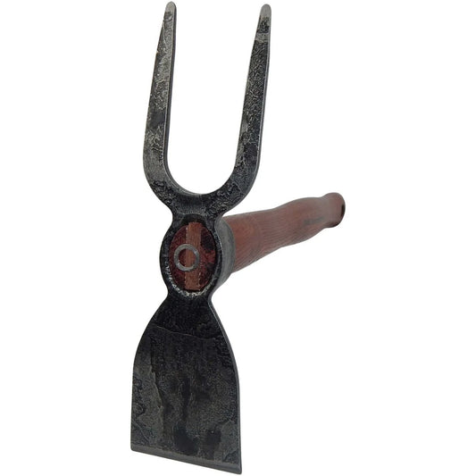 Two Sided Hand Hoe - Fork and Flat - 15-inch handle