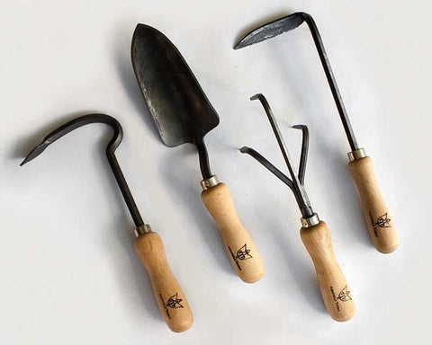 Garden Tools Set, 4 tools: Harrow, Trowel, Cultivator & Weeder