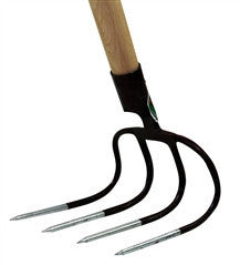 4 Tine Hook Round Forks with 8"x 8"x 8" with 53" Beech Handle