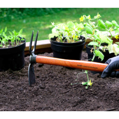 Rex Hoe with Broad Blade – 2 tines and ash wood handle 40 cm