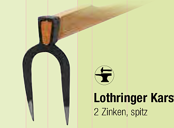 German Lorraine Karst fork hoe with pointed tines