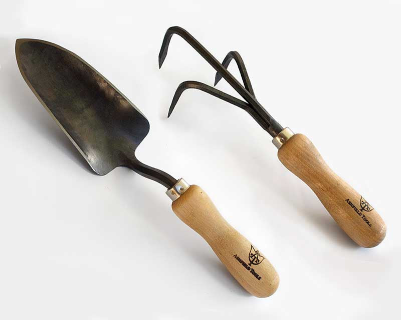 Garden Tools Set, 2 tools: Trowel & Cultivator. Handmade